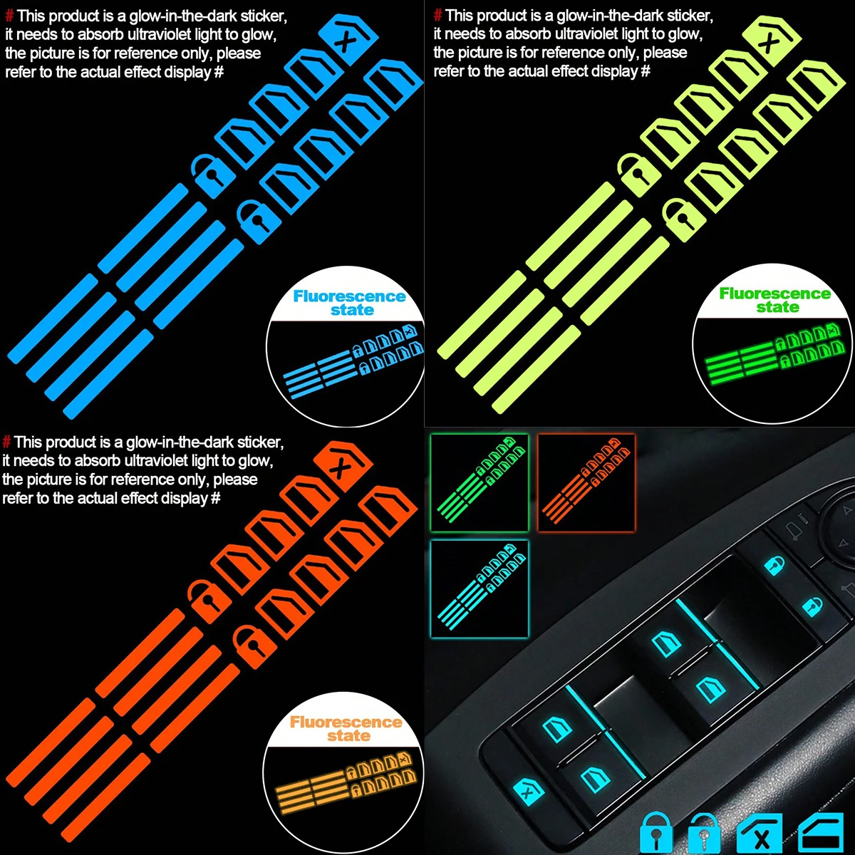 Car Accessories Window - 18pcs Stiker Tombol Kontrol Jendela Mobil